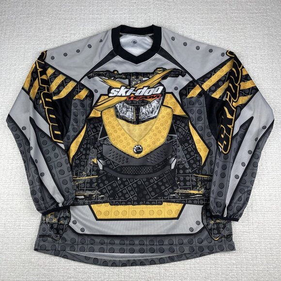 Ski Doo Team Long Sleeve Shirt Racing Jersey Men L Snowmobile Yellow (Read) - Picture 1 of 16